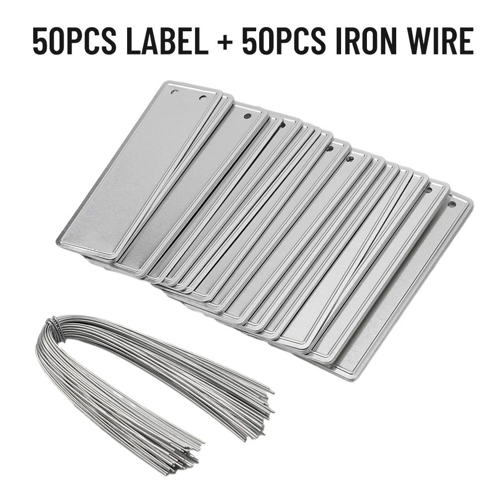 50pcs/set Plant Labels Kit Iron Wire Nursery Garden Labels Set Double Sided Labels Tree ID Tag Bonsai Sign Tag