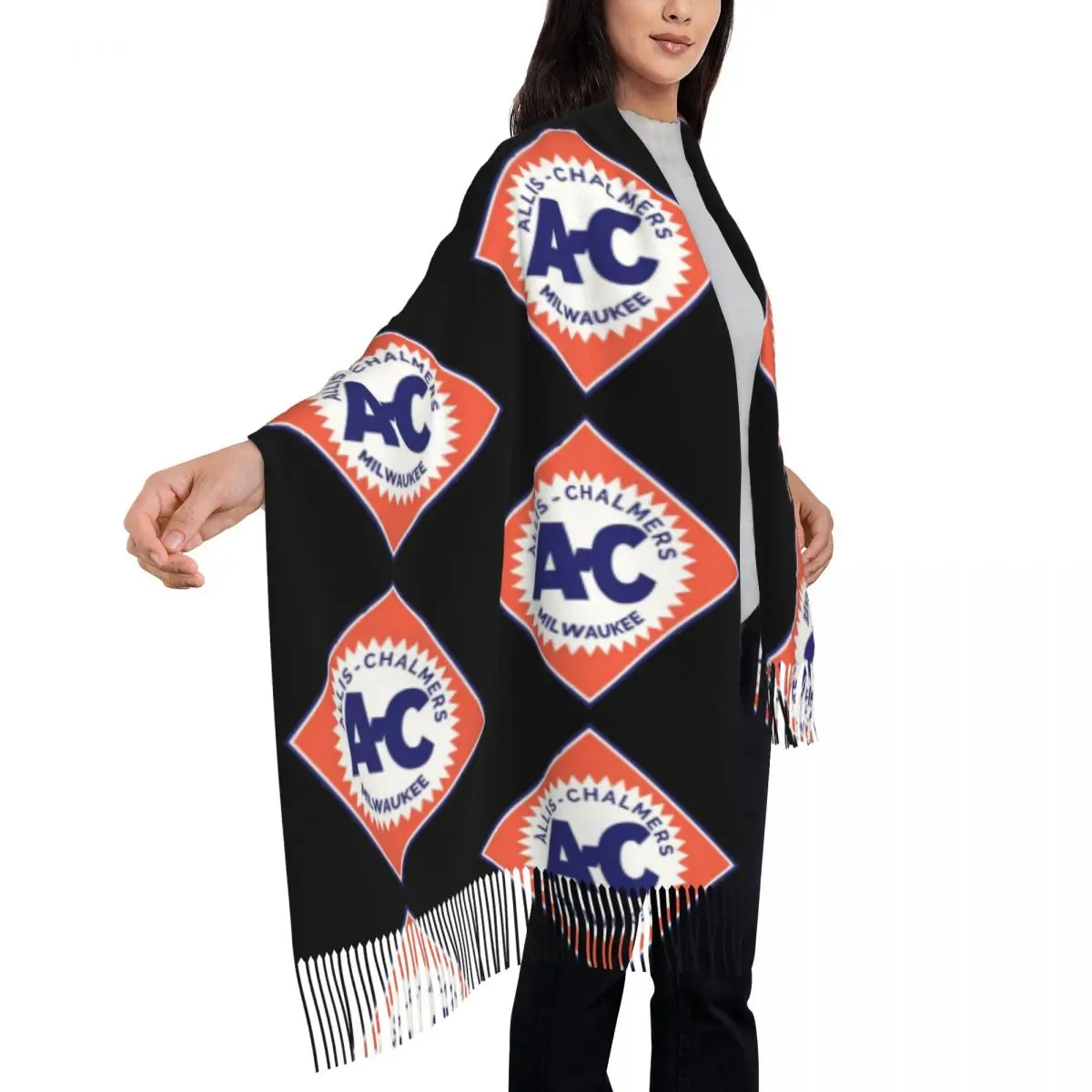 Allis Chalmers Retro Diamond Logo 1919 Scarf Tassel Scarves Women Soft Warm Shawls and Wraps Long Fall Winter Shawl Wrap