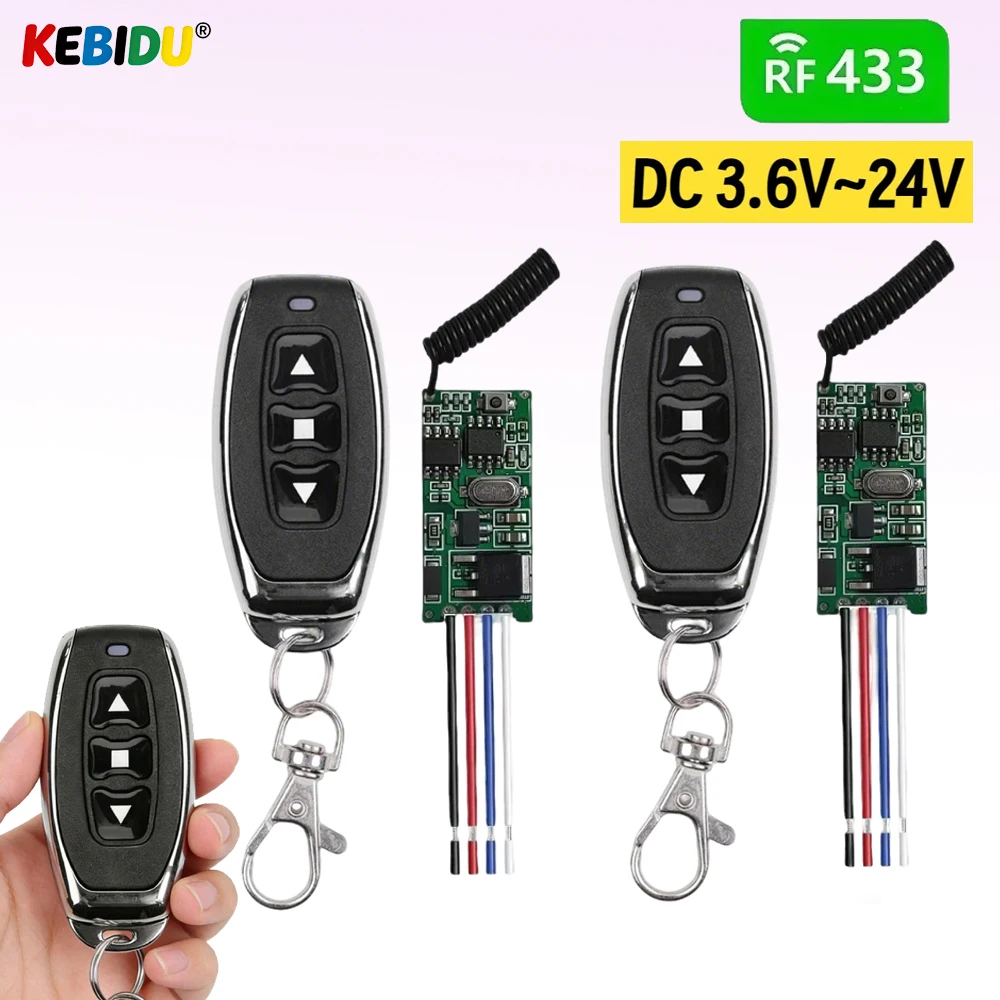 

KEBIDU 433Mhz 1CH RF Relay Receiver DC 3.6V-12V Wireless Remote Control Mini Receiver Mini Module Controller Switch Transmitter