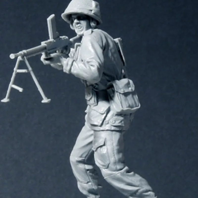 1/35 Scale Resin Figure Model Kit Historical Military Miniature WWII French Machine Gunner Diorama Toy Self-Assembled Unpainted