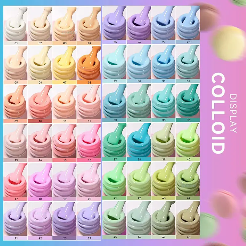 JTING New Arrival Popular Summer Collection Pastel 48 Color Nail Gel Polish Set With Free Display Book Soak Off UV Led Gel 15ml