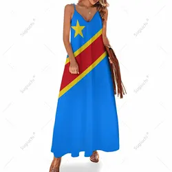 Long Dresses Dress Democratic Republic of Congo Flag Print New Casual Sleeveless Women's Printed Dress Swing Retro Dresses