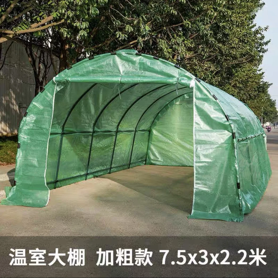 

750x300x220CM Greenhouse For Garden Outdoor Tomato Flower Plant Keep Warm Cover PE Plastic Roll-up Zipper Durable Shed Iron