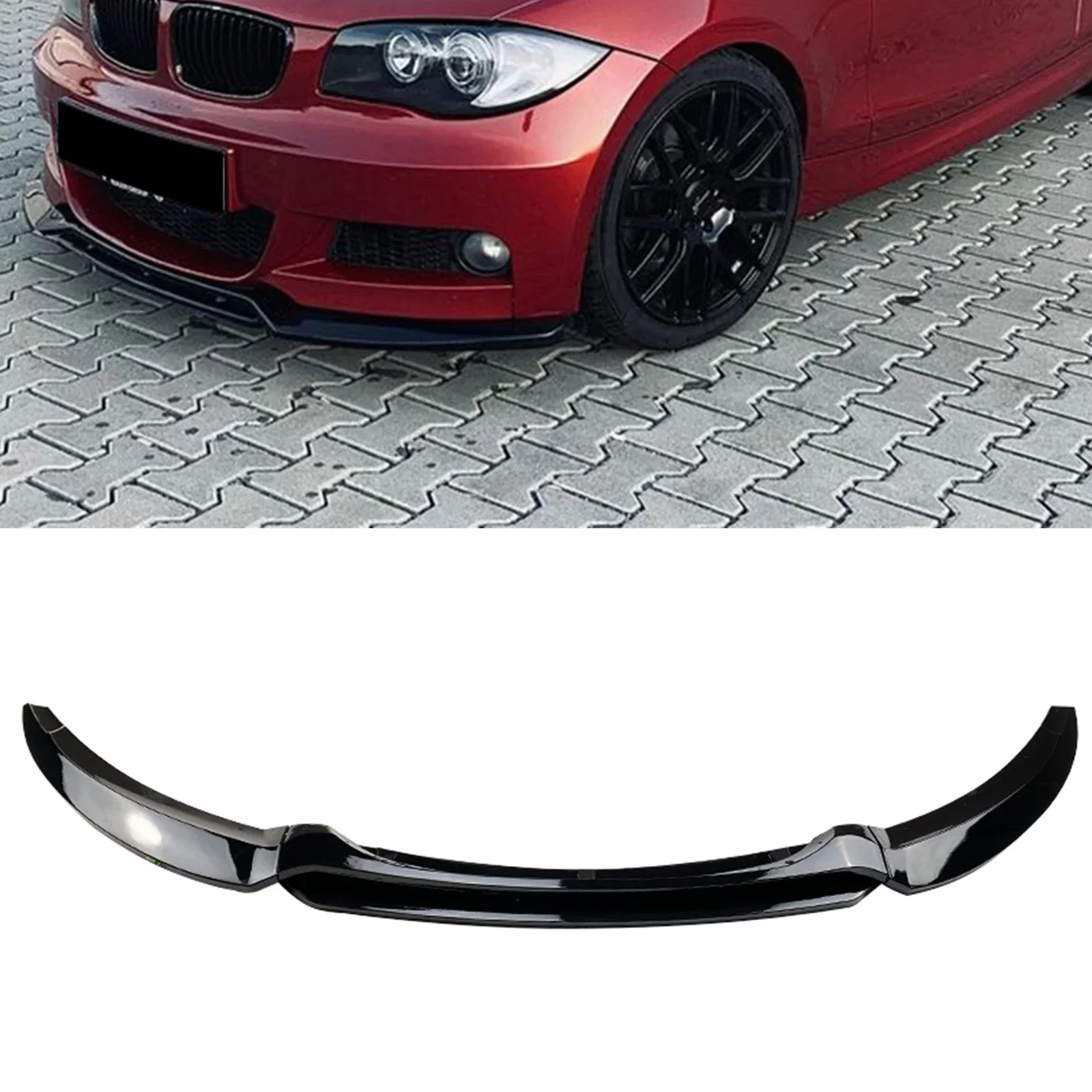 

New！ For BMW 1 Series E82 E88 2007-2013 M Sport 2 Door 120i 123d 125i 135i Gloss Black/Carbon Fiber Look Front Spoiler Bumper Li