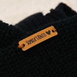 Knitting Labels, Genuine Leather, Crochet Tags, For Handmade Items, Sewing Tags, Laser Engraved, 0.39x1.57 Inches, D523