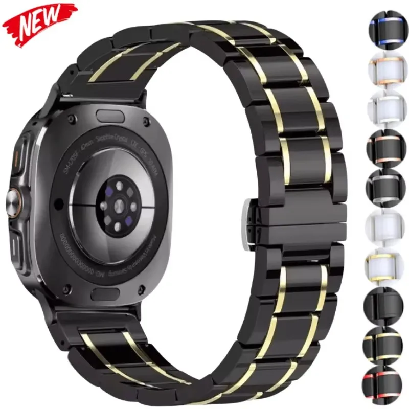 Metal+Ceramic Strap for Samsung Galaxy Watch Ultra 2025 47mm Exquisite Smart Watch Strap Galaxy Watch 7 Ultra 47mm Band Correa