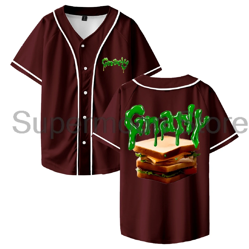 Kpop Katseye Gnarly Baseball Jersey 2025 Beautiful Chaos Tour Short Sleeve Button-up Shirts Men Women Streetwear Tops