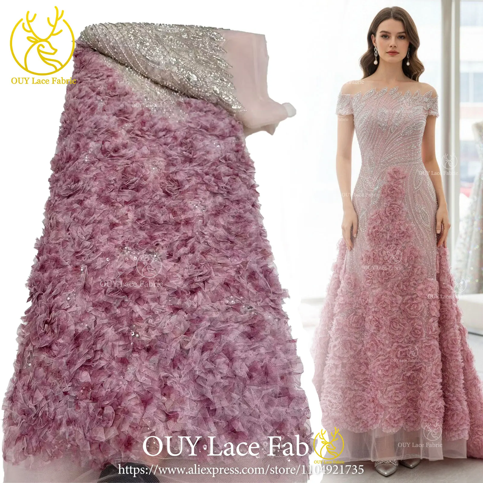 قماش دانتيل ترتر فرنسي أخضر ثلاثي الأبعاد 2026 قماش دانتيل مطرز أفريقي عالي الجودة مثالي لفساتين الحفلات وفساتين الزفاف