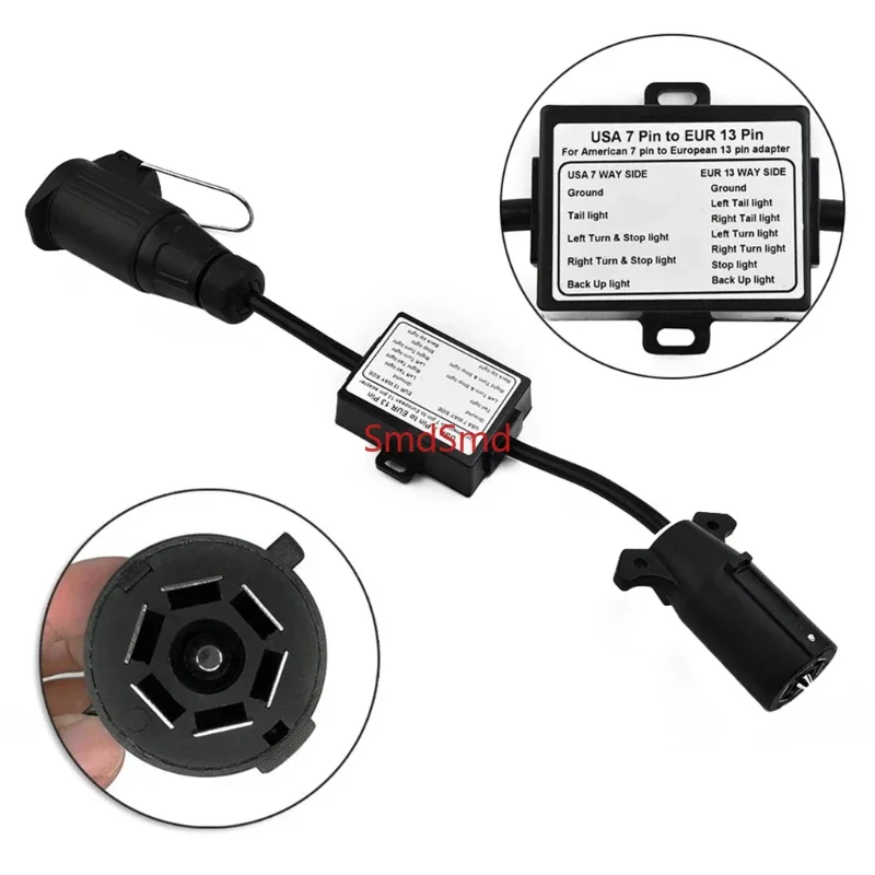 Efficient American 7 Pin to European 13 Pin Trailer Connector Converter Adapter Suitable for Brake&Tail Light Separation X7AE