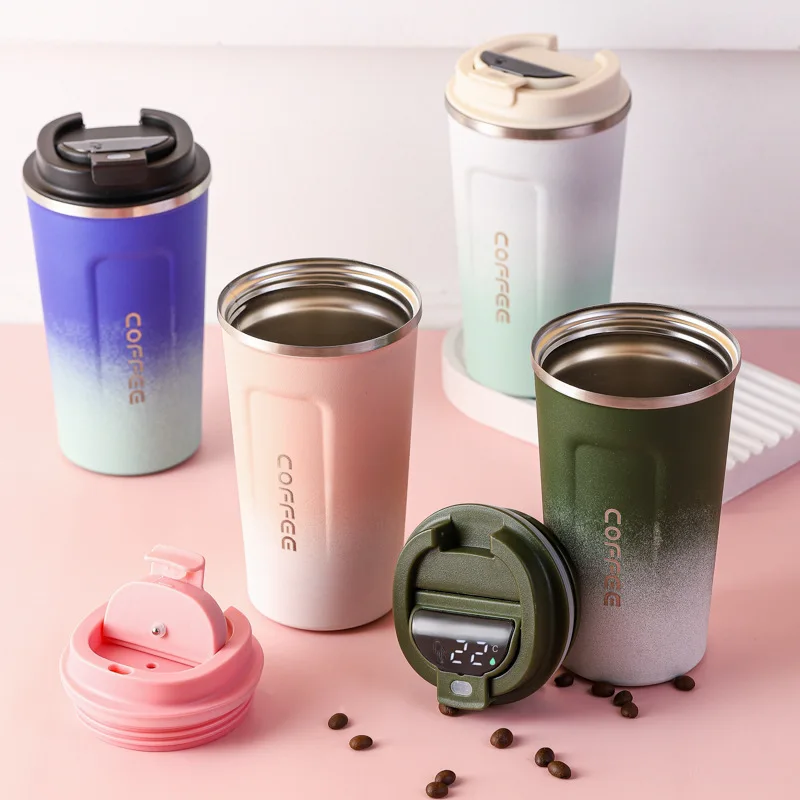 Edelstahl becher Kaffeetasse Smart Travel Thermoskanne Temperatur anzeige isoliert Auto Wasser becher tragbare Vakuum flaschen