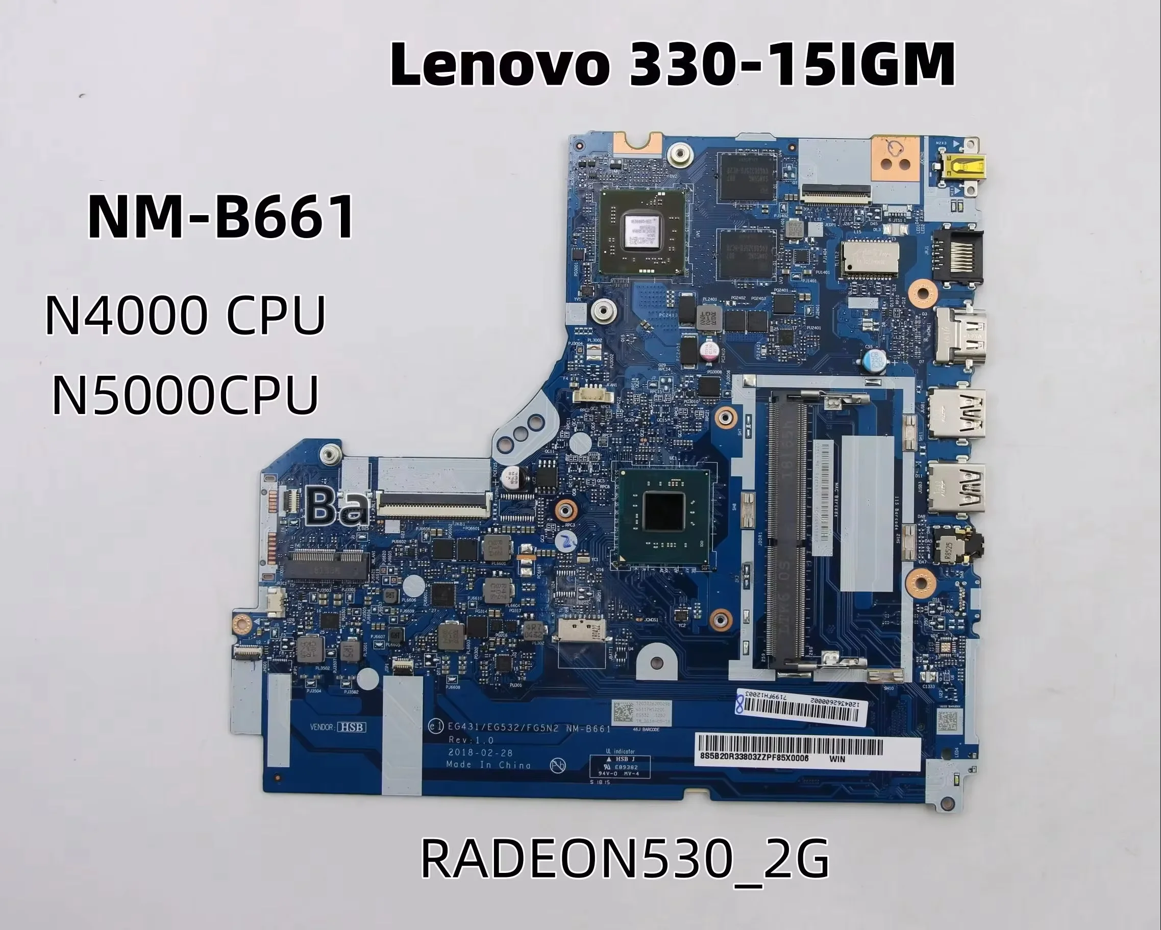 Suitable for Lenovo Ideapad 330-15 330-15Igm Laptop Nm-B661 Motherboard N4000/N500 Cpu 530 2g Gpu 100% Test Normal