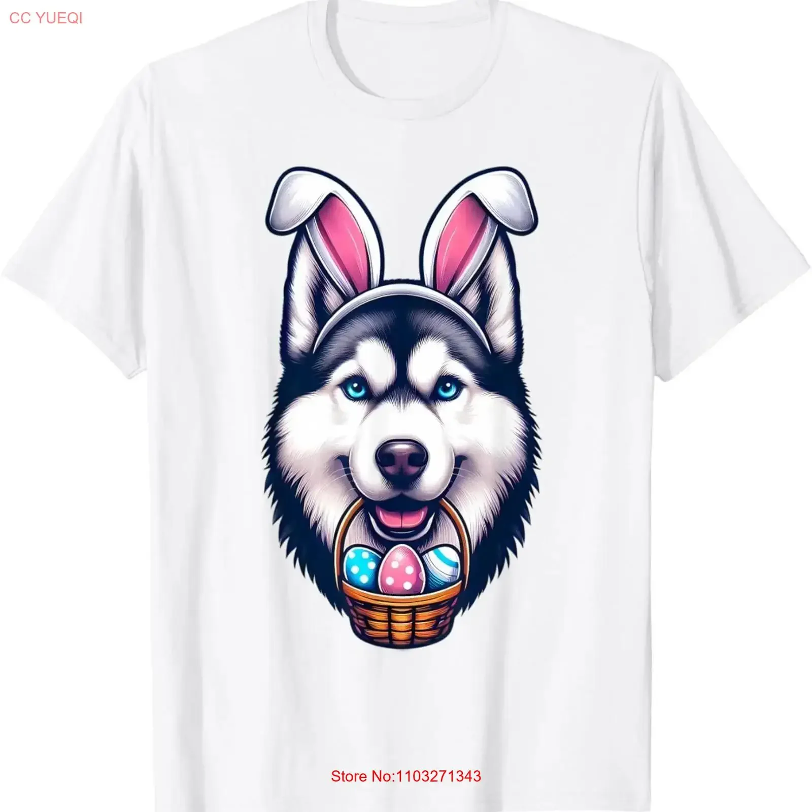 Милая футболка с заячьими ушками, сибирская собака хаски, пасхальные яйца, власник мамы и папы, винтажная стираная мужская универсальная модная мягкая слегка
