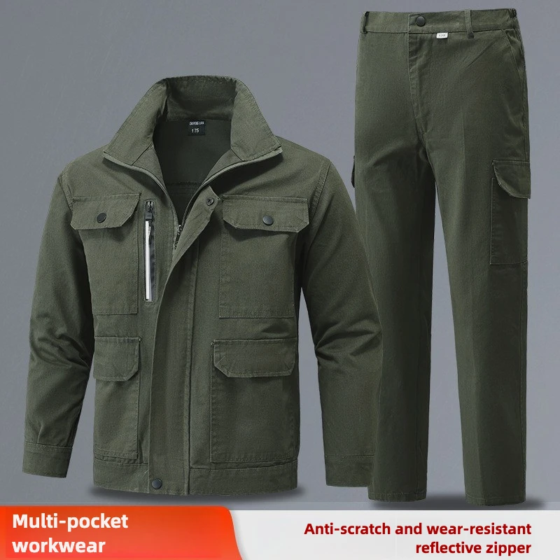 

New Spring and Autumn Thickened Work Clothes Set, Wear-resistant and Dirt-resistant Training Camouflage Clothes