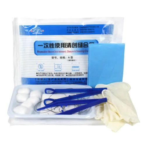 Kit de sutura de primeros auxilios esterilizado desechable, juego médico para el cuidado de heridas, para desbridamiento, cierre y cambio de vendaje, accesorios
