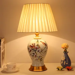 New Chinese Style Blue and White Porcelain Table Lamp for Living Room Bedroom Bedside Study Hotel Led Desk Lamps Indoor Lighting