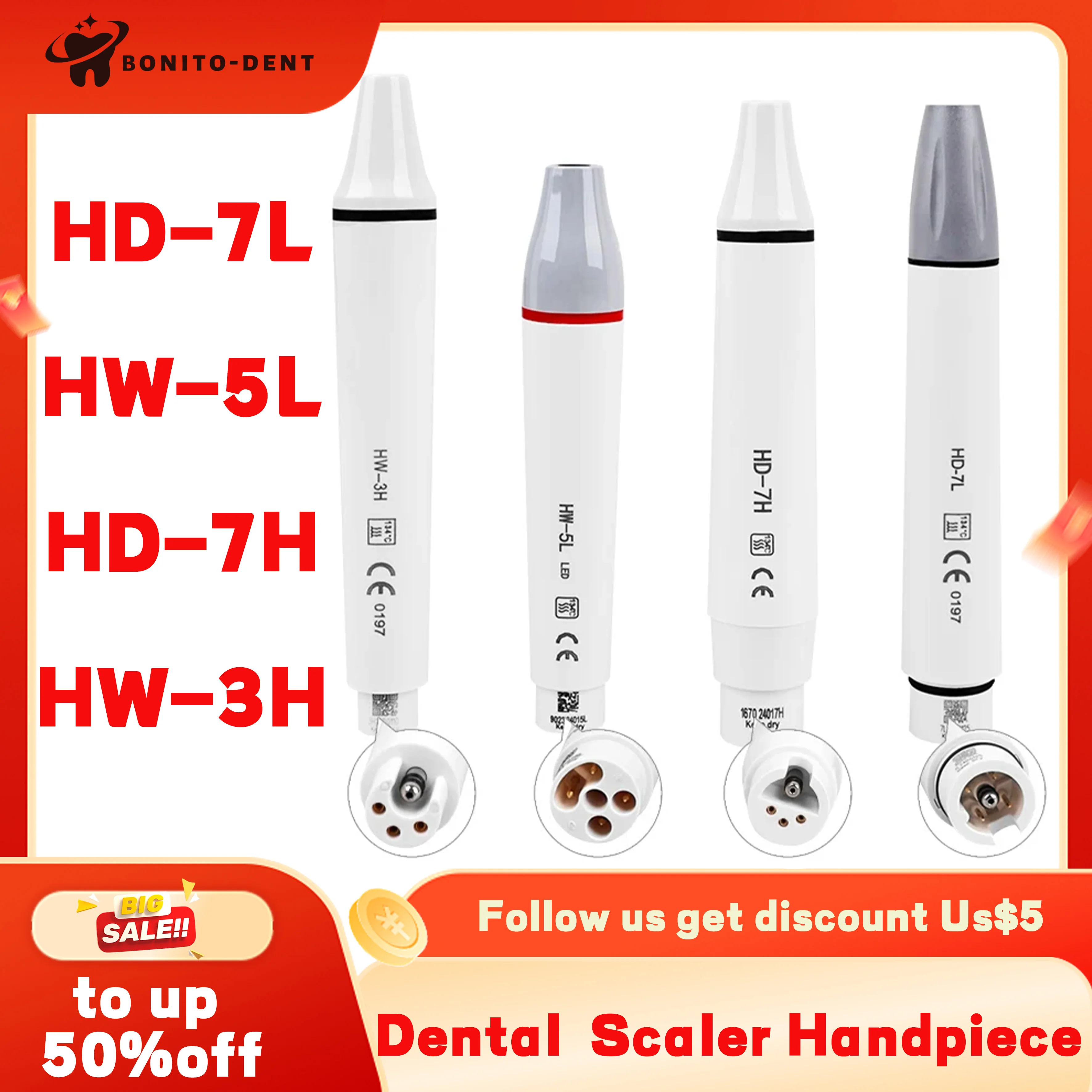 Dental Plug-in Scaler Handpiece fit for Woodpecker EMS 3H 5L 7L 7H SATELEC VRN Ultrasonic Piezo Scalers Dentistry Tools