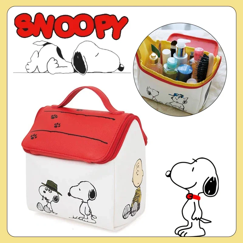 

Snoopy Cartoon Portable Cosmetic Bag Women Travel Makeup Bag Large Capacity Organizer Storage Cosmetic Case Zipper Wash Bag Gift