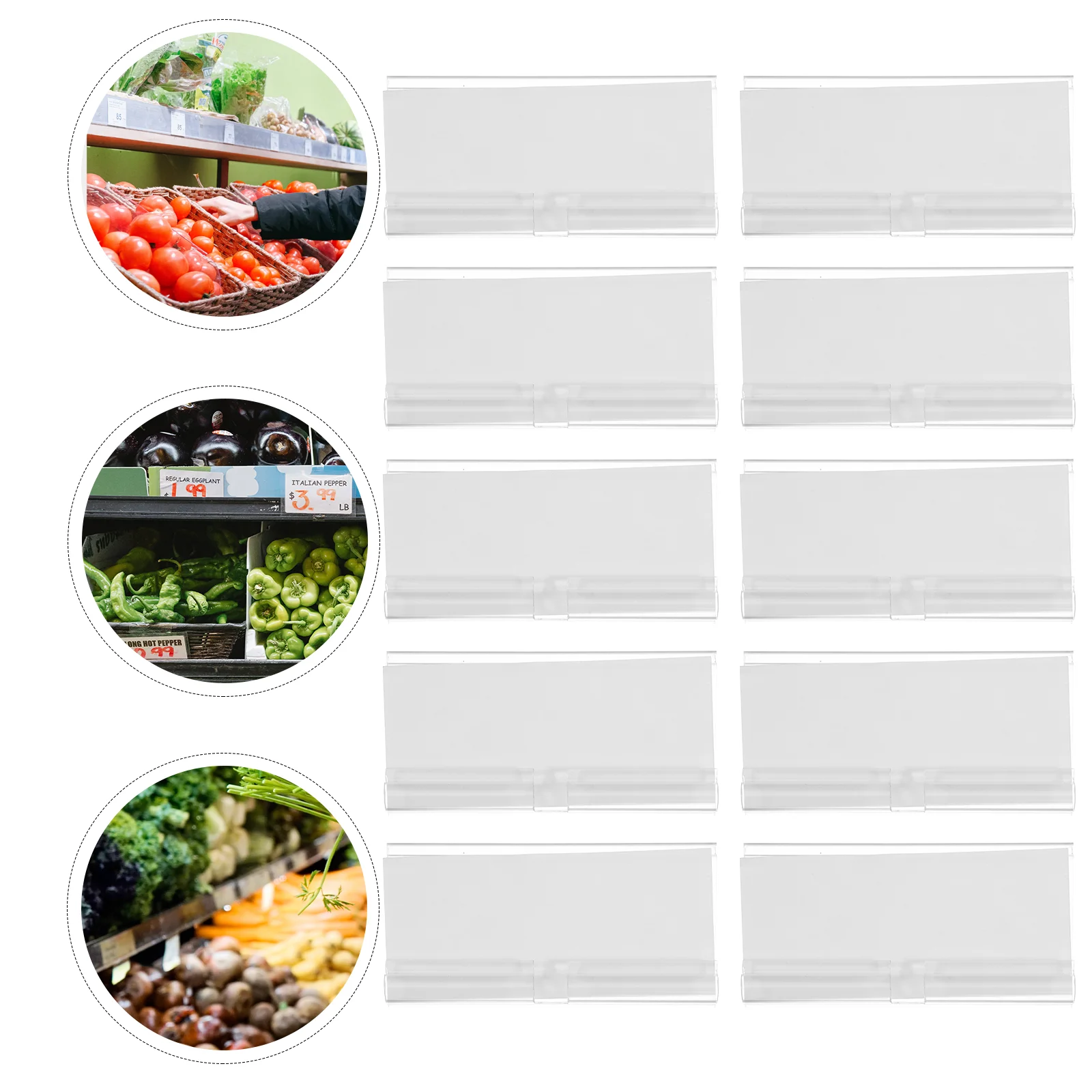 

50set Transparent Hook Label Holders Clear Plastic Price Display Shelves Tags Storage Bin Clips PVC Supermarket