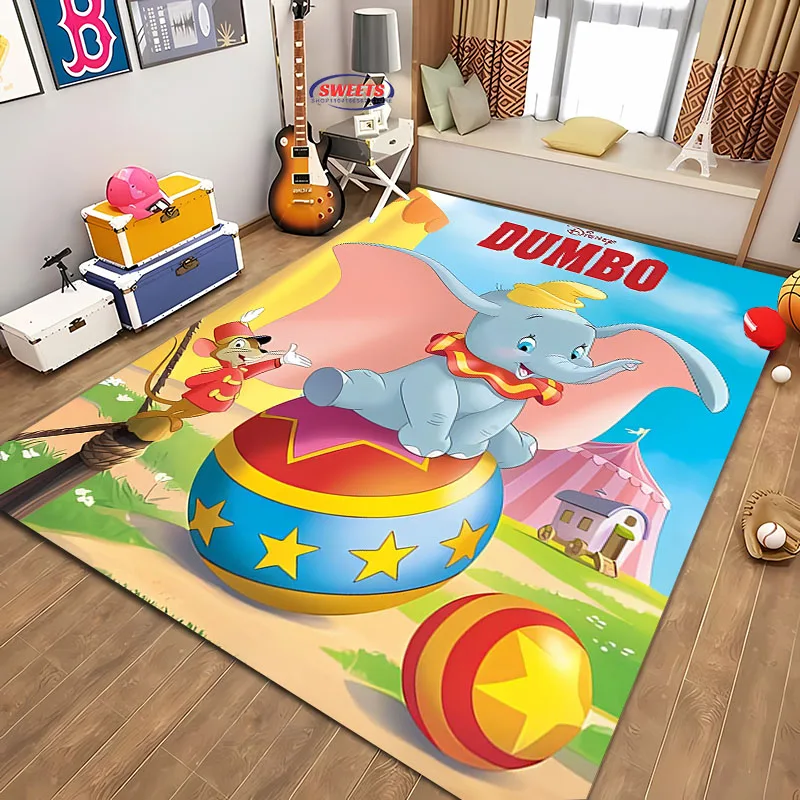 3D HD Printing Disney Dumbo Cartoon Carpet for Living Room Cartoon Children's Bedroom Sofa Doormat Floor Rug Anti-slip Decor Mat