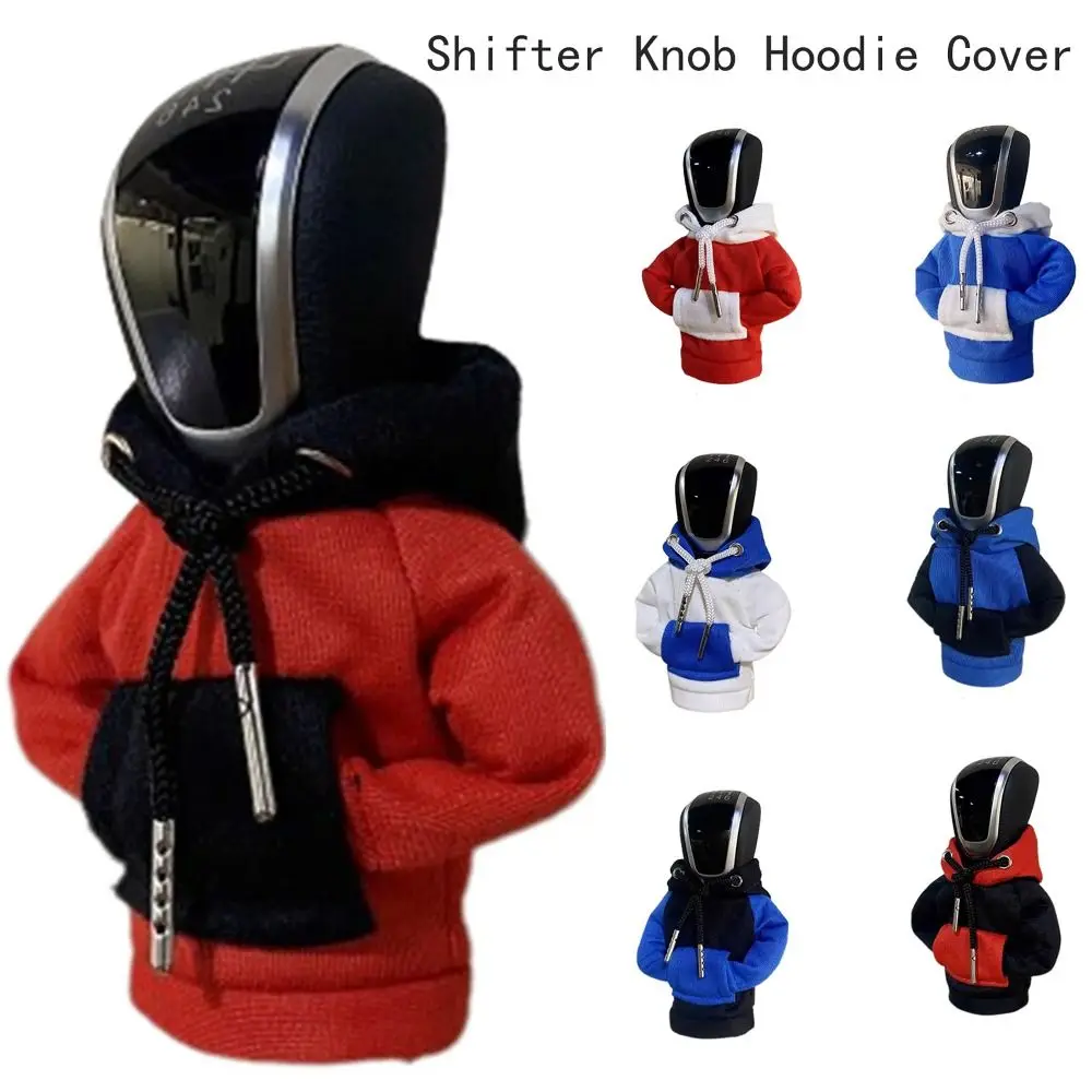 Creative Hoodie Car Gear Shift Cover Color Stitching Hoodie Car Interior Cotton Gear Shift Knob Hoodie Cover Car