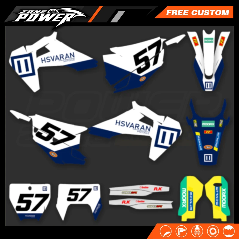Powerzone Motorcross Graphics Background Decal Sticker Kits for Husqvarna TE FE 2020 2021 2022 2023 TC FC 2019 2020 2021 2022