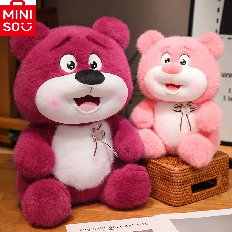 MINISO Disney Sweet Lotso Sitting Doll Kawail Soft Children's Toy Anime Peripheral Home Decoration Pillow Birthday Gift Christma