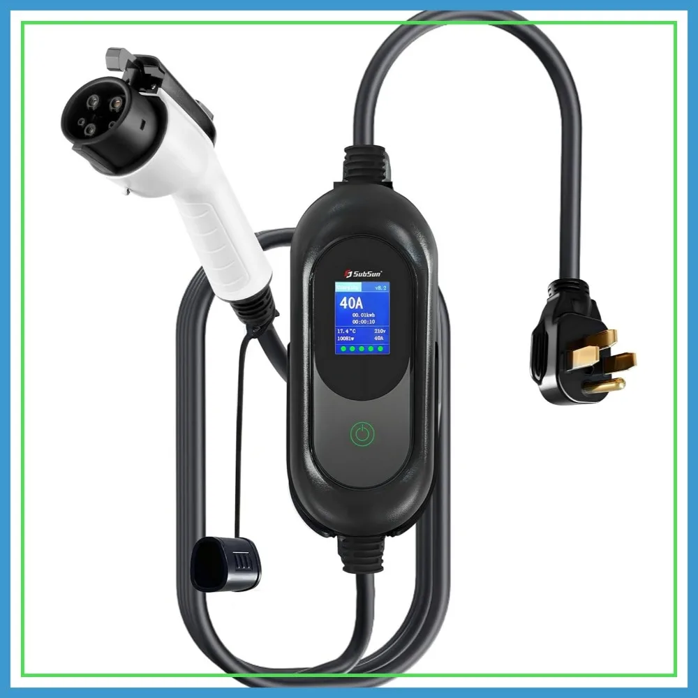 

Level 2 EV Charger 40A, 25FT Portable Charging Cable for J1772 EVs – 240V Fast Home Charging with NEMA 14-50 Plug, Adjustable 16A–40A Output