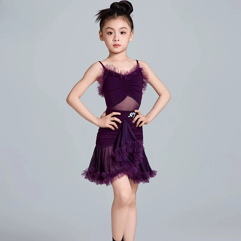 

Professional Latin dance girls' Latin dance costumes children's new summer practice costumes performance costumes