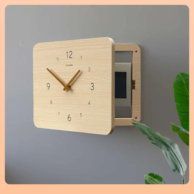 시계 벽시계가 있는 장식 그림, 통나무 바람계 박스 그림