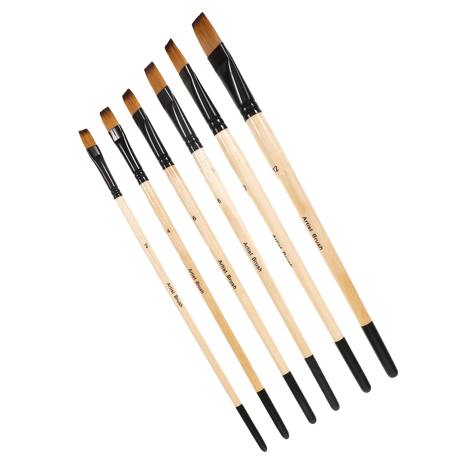 

6pcs Paint Brush Set Acrylic Watercolor Artist Supply Wear Resistant Wood H Nylon Bristle Travel Multi Function Beginner