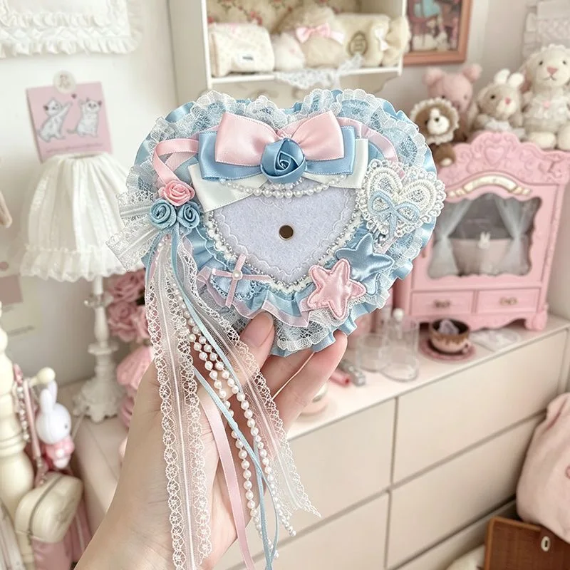 heart y2k bag decor bow pearl badge holder ita bag accessories bag pendant idol photo display Loloita y2k accessories ornament