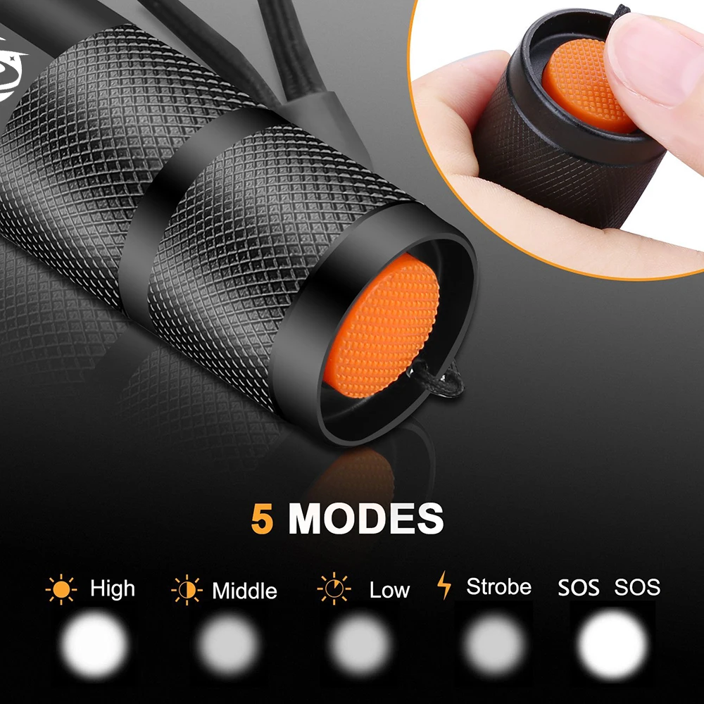 Shustar lampe de poche Led Ultra lumineux torche L2/V6 Camping lumière 5 Mode de commutation étanche Zoomable vélo lumière utiliser 18650 batterie