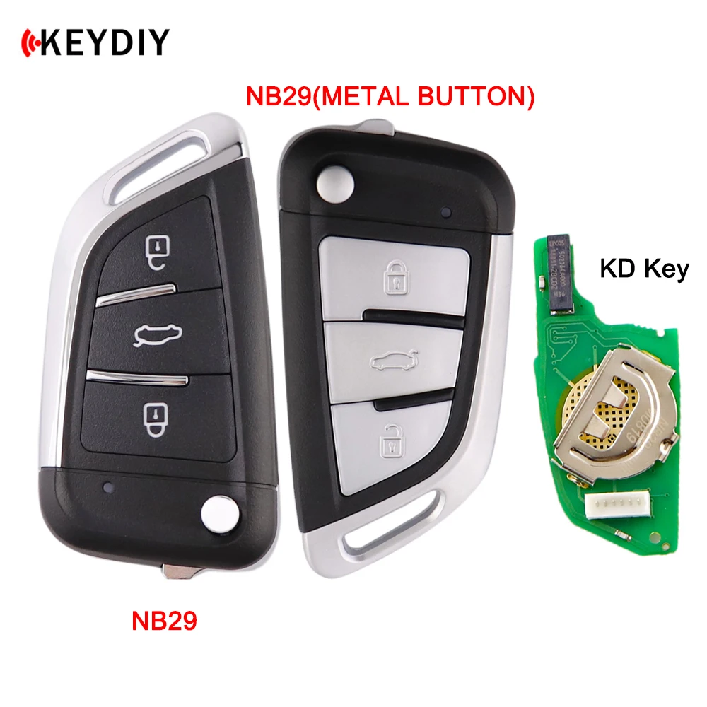 KEYDIY 3 Button Universal Remote Control Car Key Multi-functional NB-Series NB29 Metal Button For KD900 KD MINI KD-MAX KD-X2 Fob