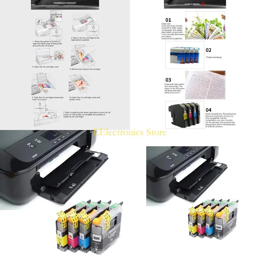 

B03C ABS Cartridges for LC203 LC201 Printers 4Piece Set Extended