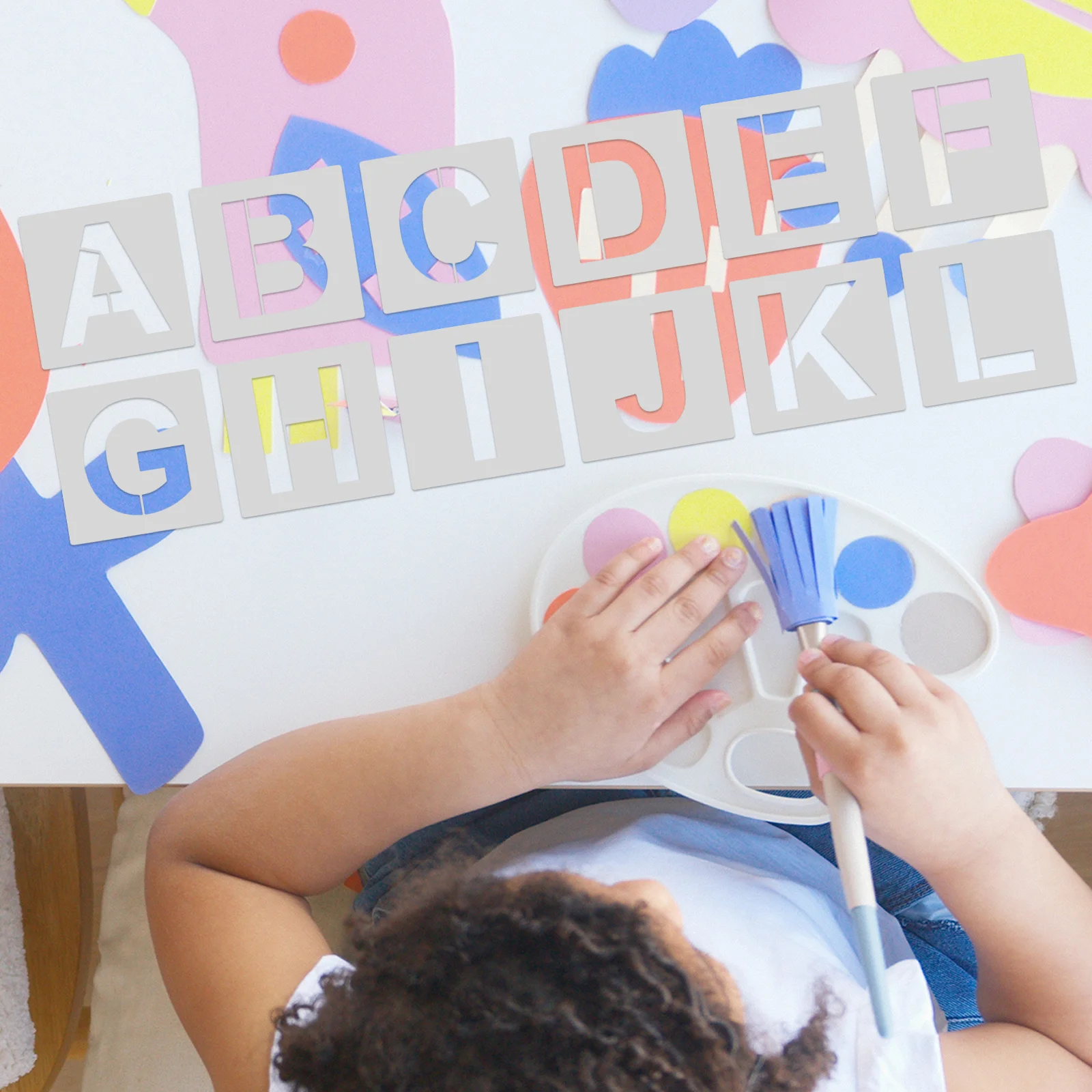 

1Set DIY Blank Alphabet and Number Stencil Set Reusable Plastic Letters Numbers for Kids Learning Craft Projects Wall Art Fabric