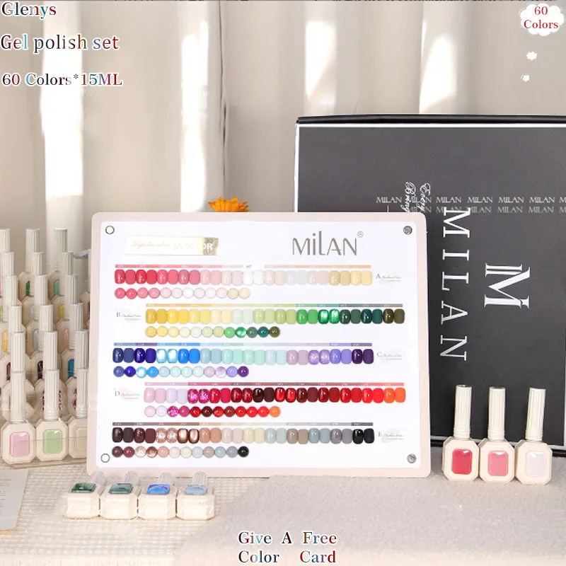 Glenys 60 color nail polish gel net red popular solid color immersion gel color matching card factory direct sales varnish set