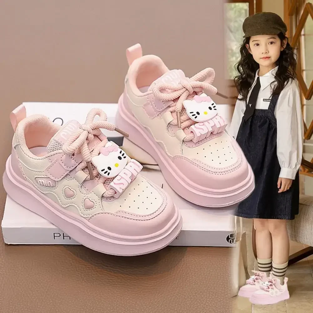 

Sanrio Hello Kitty Running Sneakers Child Walking Shoes Girls Casual Shoes New Style Spring Autumn Kawaii Fashion Board Shoes