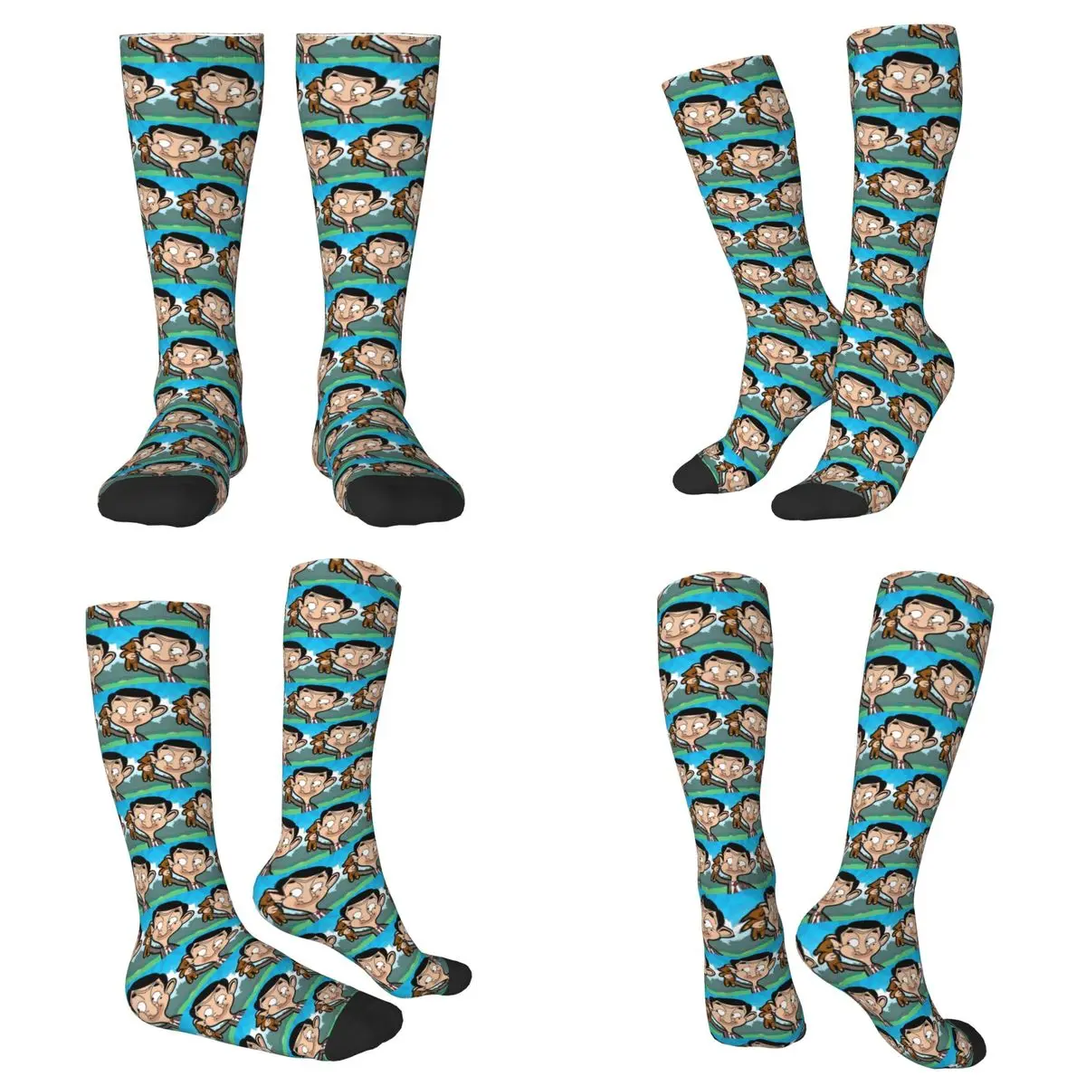 

All Seasons Mr. Bean Cartoon Socks Harajuku Crew Socks Funny Stockings for Men Women