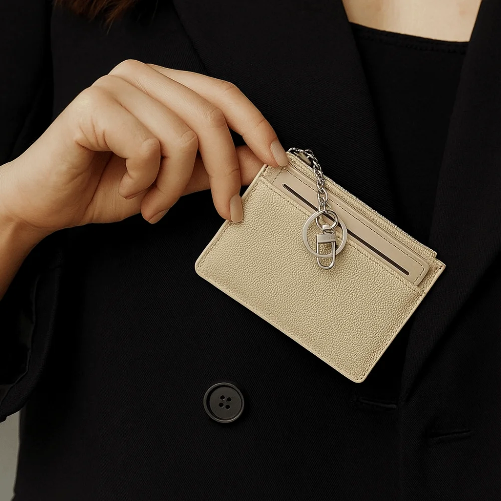 Модный женский короткий кошелек с брелком из искусственной кожи, тонкий кошелек для кредитных карт, элегантный кошелек для монет с несколькими слотами для путешествий