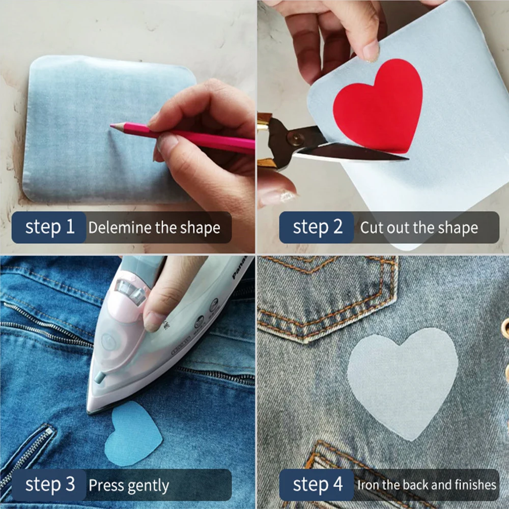 Multiple Sizes Jeans Self-adhesive Patches Cloth Sticker Free Cut Diy Repair Down Jacket Clothing Raincoat Stick On Decoration