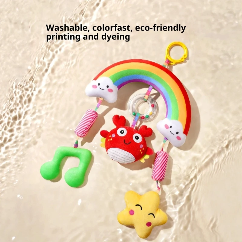 Culla mobile lenitiva arcobaleno sonaglio giocattolo accessori da appendere per seggiolino auto 15UB