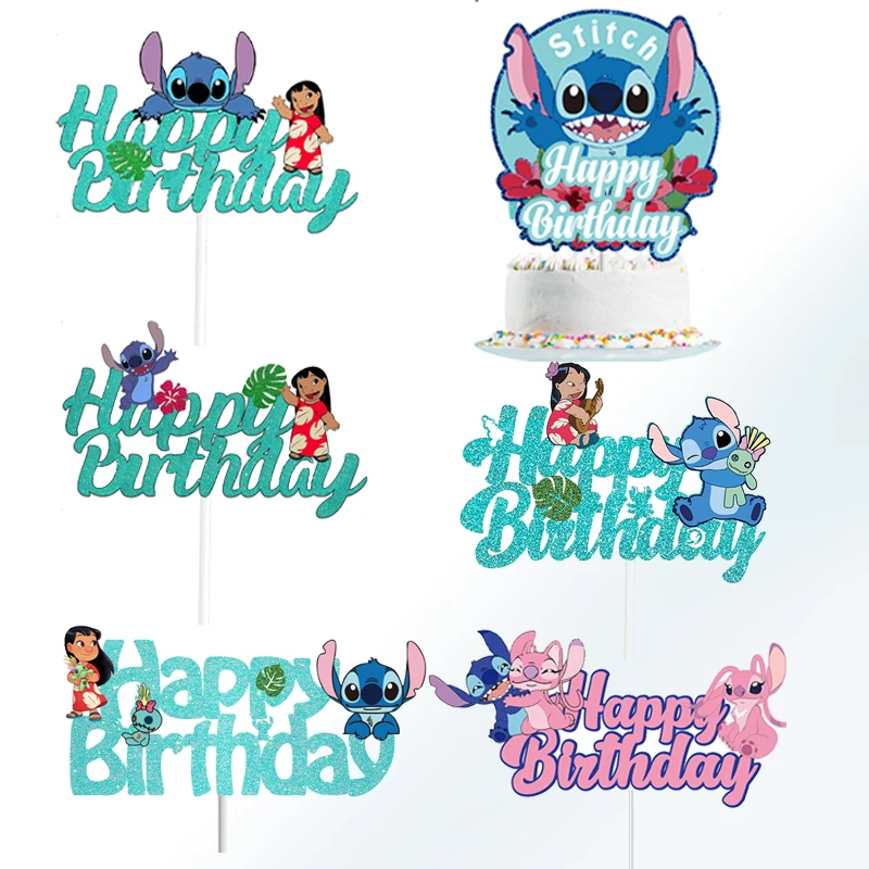 ديزني غرزة موضوع كعكة الزينة أنماط متعددة كعكة توبر أطفال بنات حفلة عيد ميلاد لوازم استحمام الطفل هدية كب كيك ﻿