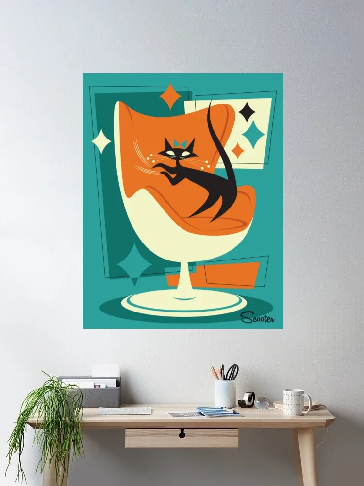 Art Scooter Cat Scratch Fever Photo Canvas POSTER ,Home Decor Wall art painting