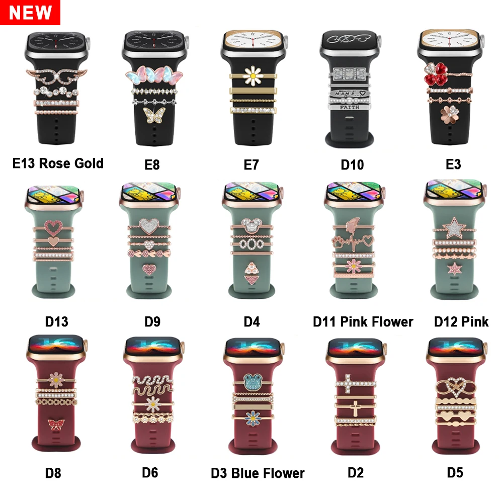 Decoration For Apple watch band 9 8 7 6 3 se Diamond Jewelry Charms Accessories samsung/Huawei watchstrap 20/22mm watch Bracelet image 2