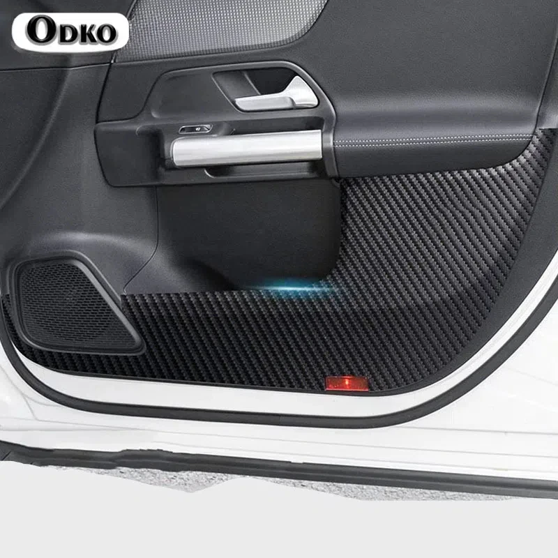 Leather Carbon Fiber Sticker Door Anti Kick Cover Protection Mat For Mercedes Benz EQA EQB 260 EQC 350 2024 2023 2022 2021 2020