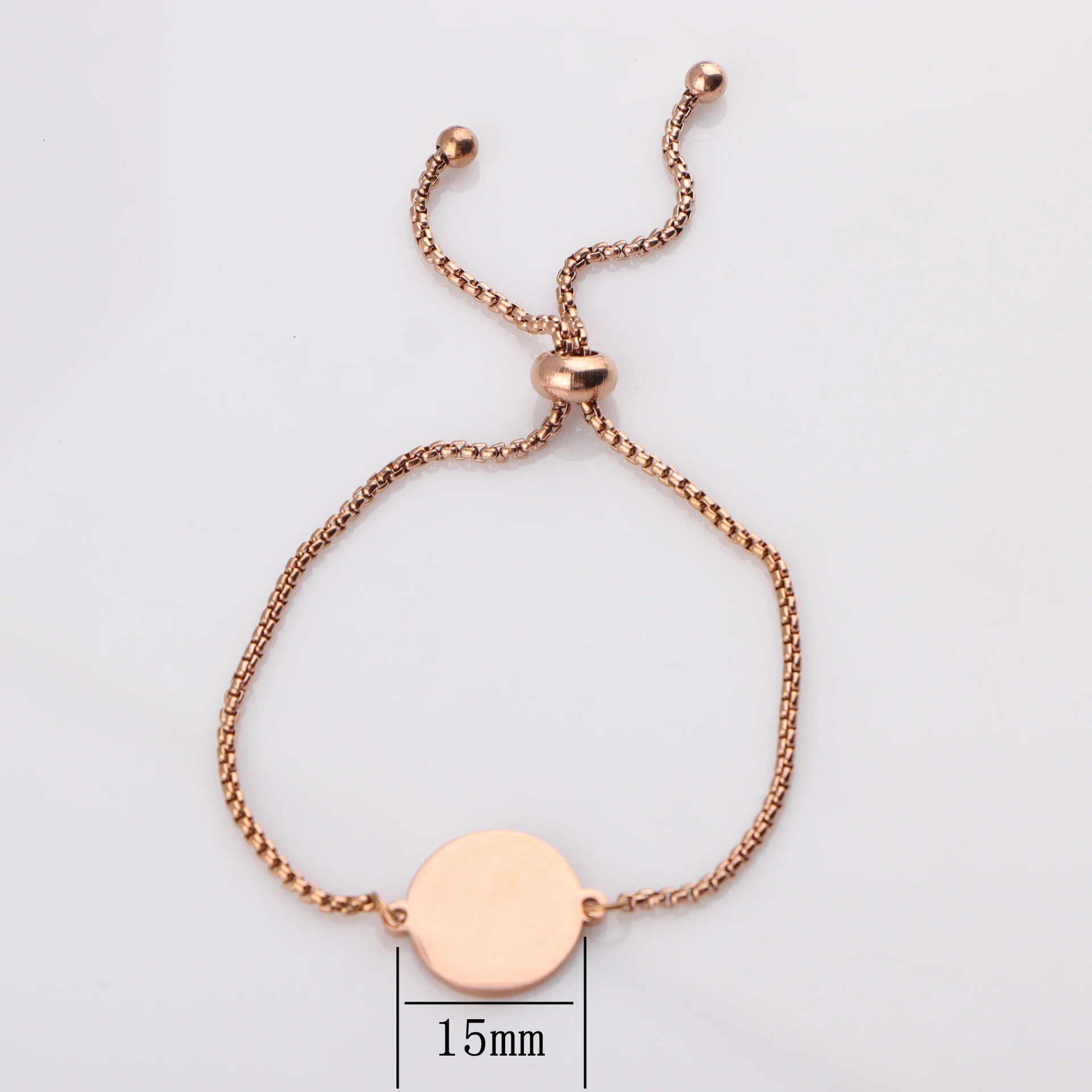 Spiegel Polish Ronde Blanks Tags Bedelarmband Roestvrij Staal Verstelbare Kettingarmband voor Vrouwen Meisjes DIY Sieraden Geschenken