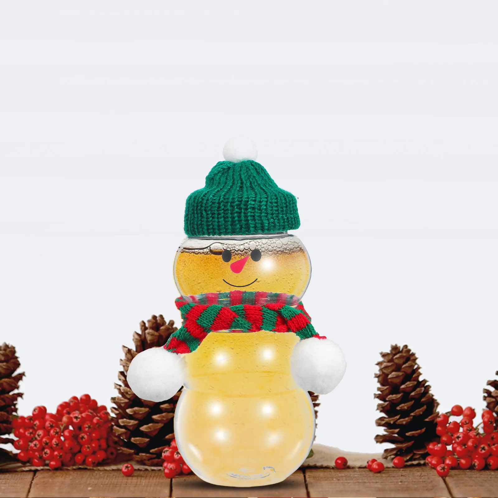 

10Pcs Christmas Reusable Snowman Bottles Plastic Juice Containers with Caps Leakproof Party Favor Milk Candy Jars