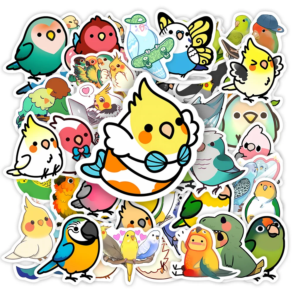 Kawaii Cute Cartoon Parrot Bird DIY Toy Gift Decal Decorative Graffiti Stickers for Phone Luggage Laptop Scrapbook Waterproof