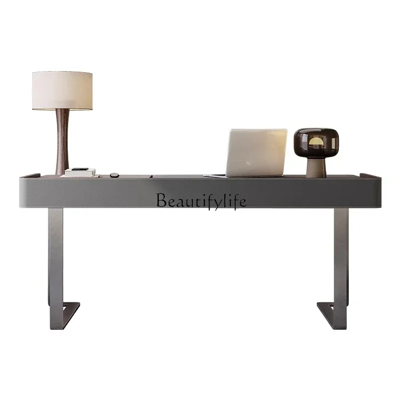 

ls 04Italian light luxury rock slab solid wood desk home simple and modern