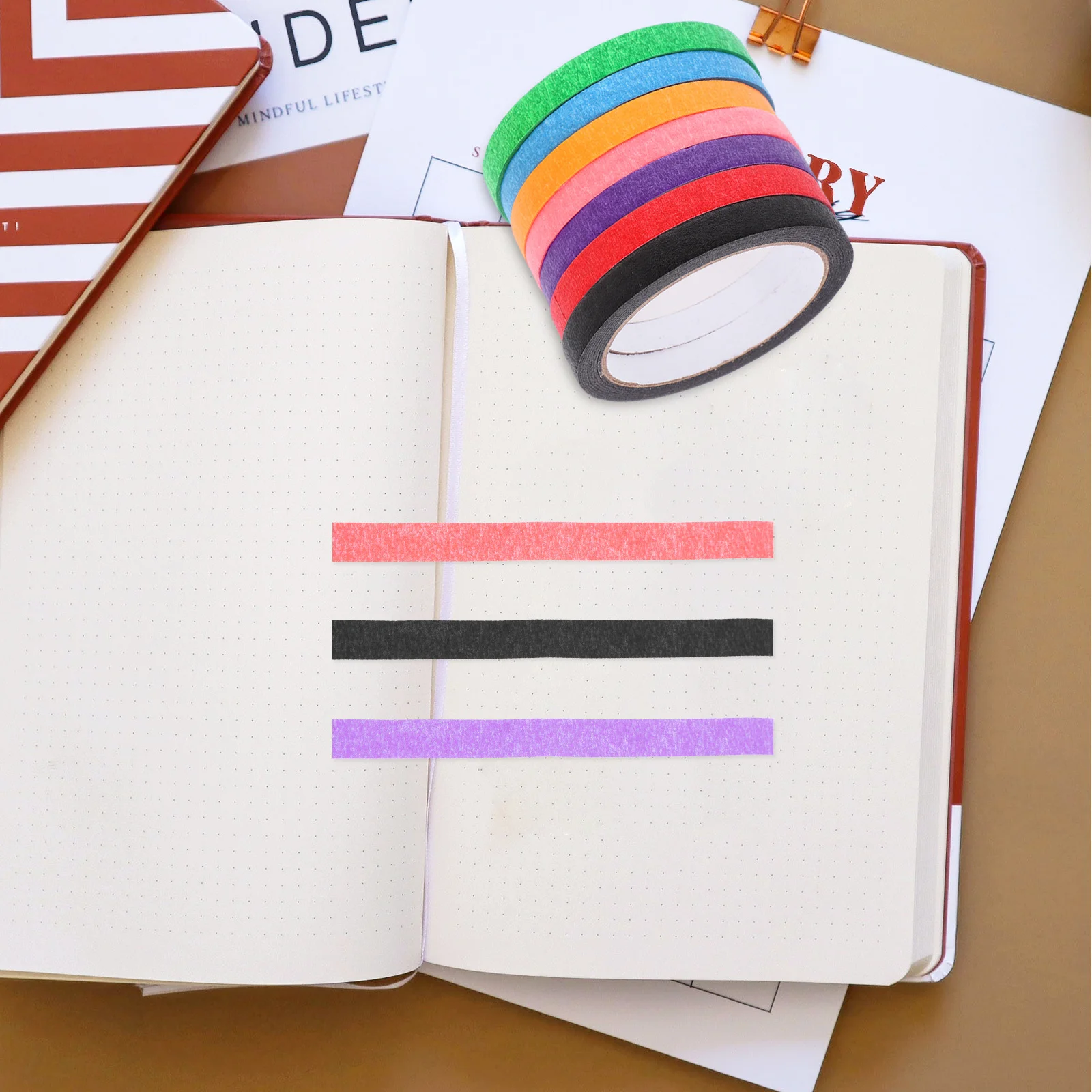 8 لفات شريطٌ لاصق ملون طلاء السيارات الحرف للكتابة وضع العلامات سجل القصاصات DIY أشرطة الزخرفية شريطٌ لاصق ملون